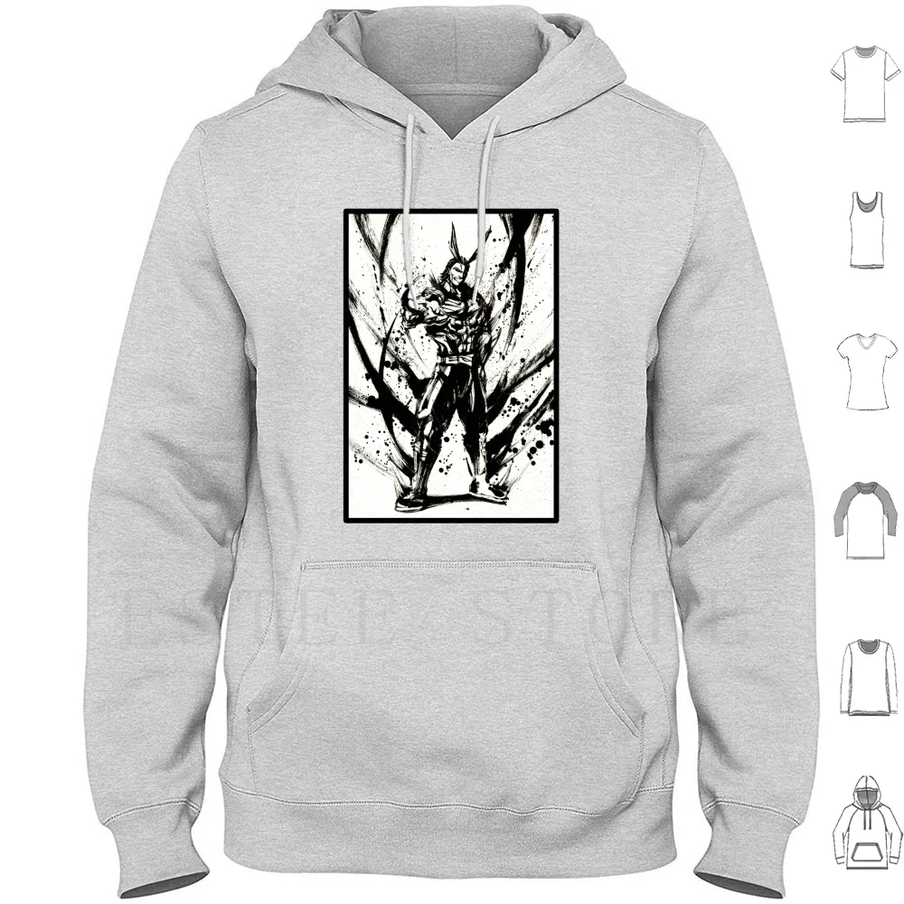 All Might Ink Splatter Hoodie Long Sleeve All Might Deku All For One One For All Ink Splatter Hero Toshinori Midoriya Anime