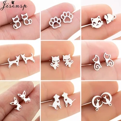 Mutiple Cartoon Animal Earrings for Women Girls Small Stainless Steel Chihuahua Dog Cat Paw Earing 2025 Fashion Men Studs