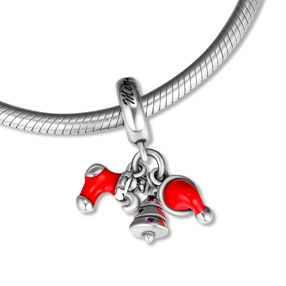 

Charms fits for Bracelet Necklaces 100% 925 Sterling-Silver Jewelry Festive Stocking Hat Tree Beads Free Shipping