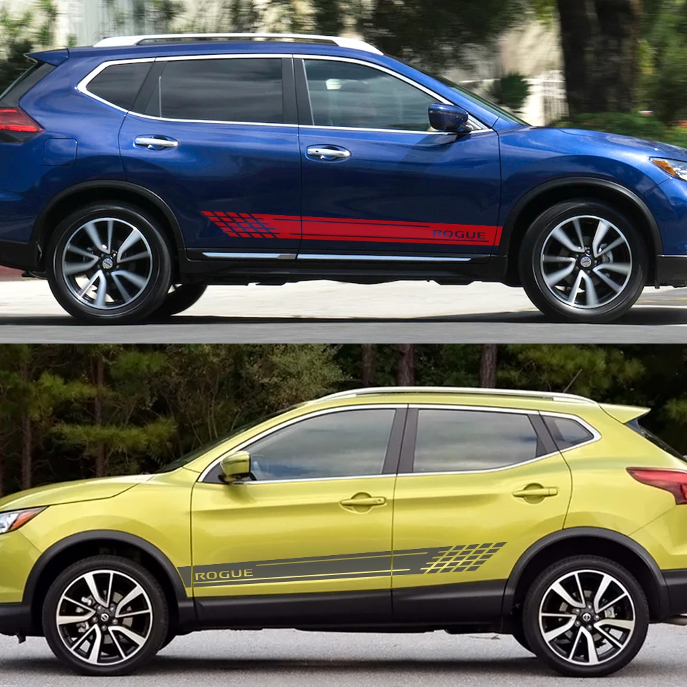 2 قطعة باب السيارة البلاستيكية ملصقات لنيسان روج T32 T33 S35 SV الرسومات سباق الرياضة ضبط اكسسوارات الفينيل فيلم السيارات الجانبية الشارات