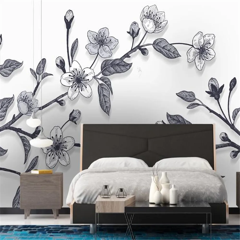 Milofi Custom 3D wallpaper mural modern minimalist gray tone plant background wall mural