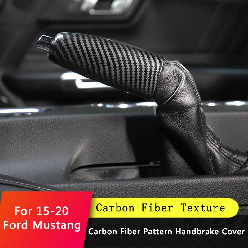 QHCP Handbrake Grip Frame Cover Hand Brake Trims ABS Carbon Fiber For Ford Mustang 2015 2016 2017 2018 2019 2020 Car Accessories