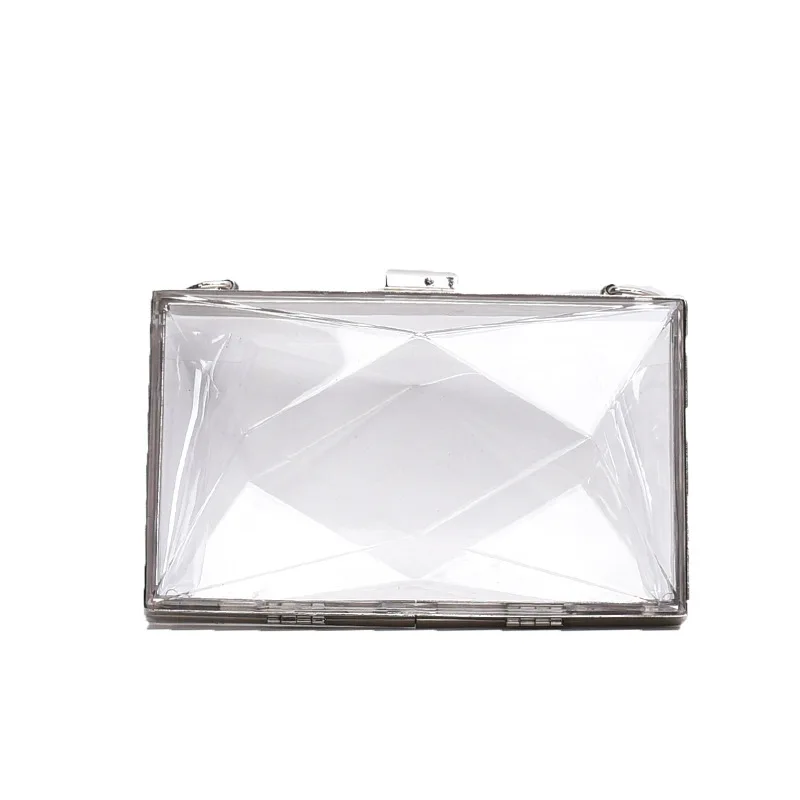 Box Shape Transparent Women\'s Handbag High Quality Acrylic Jelly Bag Luxury Thick Chain Tote Party Clutch Small Square Bag Purse