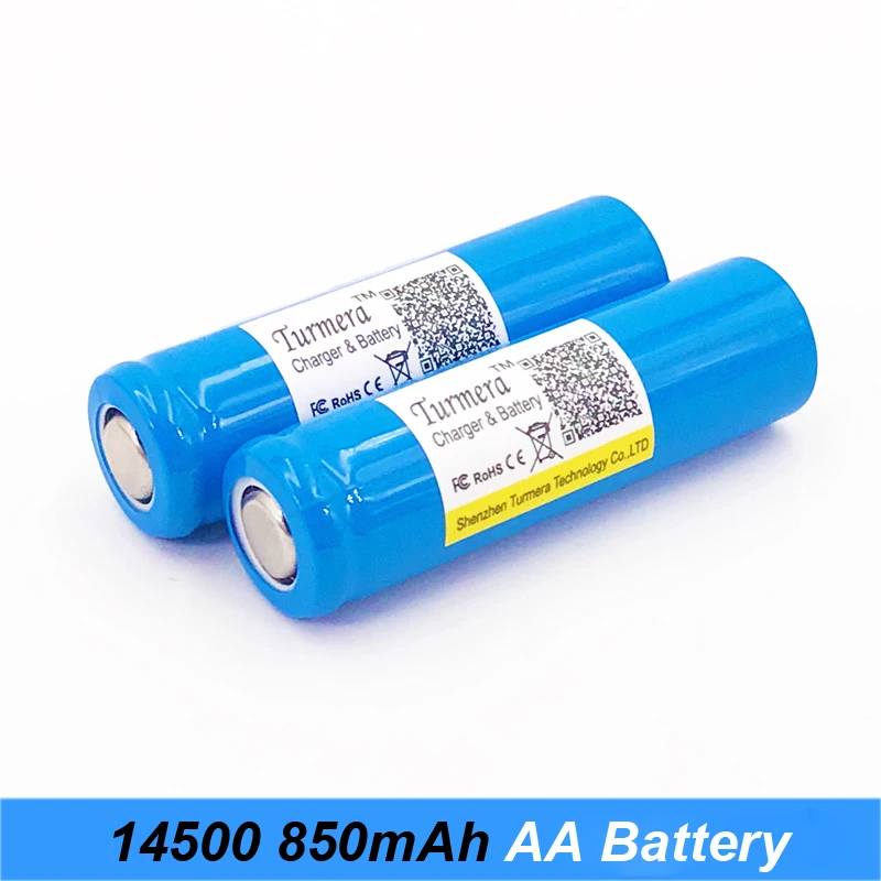 Turmera battery 14500 850mah 3.7V AA 14500 rechargeable lithium battery for charger 14500 flishlight Turmera battery