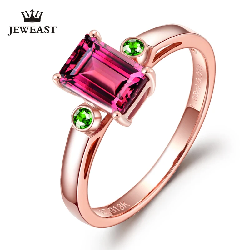 

LSZB Natural Tourmaline 18K Pure Gold 2023 New Hot Selling Top Ring Women Heart Shape Ring For Ladies Woman Genuine Jewelry