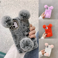 For Huawei P40 P30 Lite P20 Pro P10 P9 Plus Mate 30 20 10 P Smart 2019 G9 Y7P Luxury Diamond Warm Furry Winter Plush Case Covers