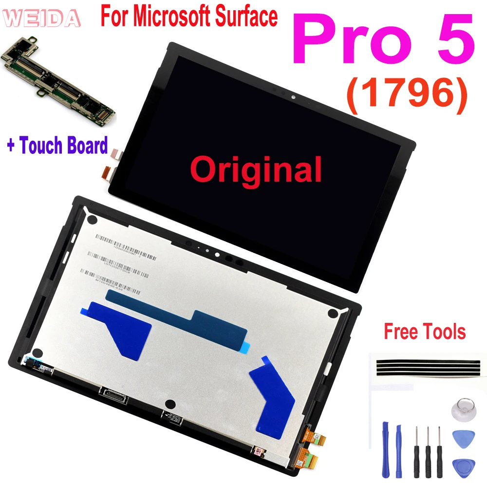 12.3" Original Pro5 LCD For Microsoft Surface Pro 5 1796 LCD Display Touch Screen Digitizer Assembly Small Board LP123WQ1 Tools