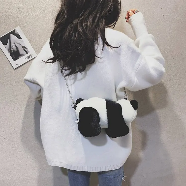 Small Bag For Women Lovely Panda Frog Bag Plush Soft Purses Crossbody Bags Chain Strape Shoulder Bag Women Phone Bag