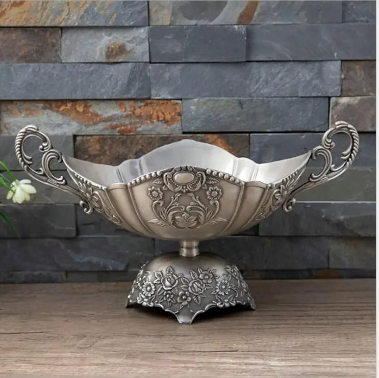 Europe retro metal fruit bowl decorative fruit stand  dry fruit tray trinket dish  for home decoration