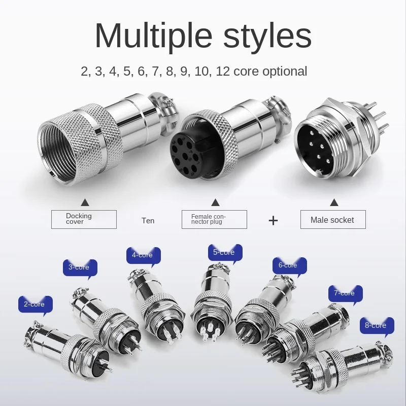 YZWM Aviation Plug and Socket Connector GX20 Butt Type 2 34 5 6 7 8 9 10 Core 20 Mm Connector with Cap