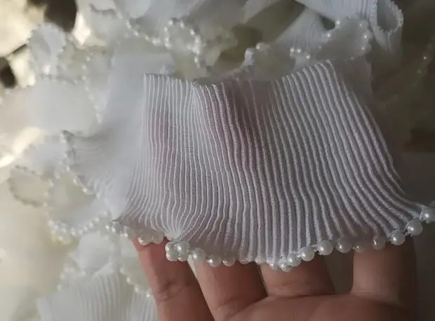 Tela de encaje de tul de flores blancas bordadas en caliente de 6CM de ancho, cinta de costura DIY, aplique de volantes, cuello, vestido de Dubai,