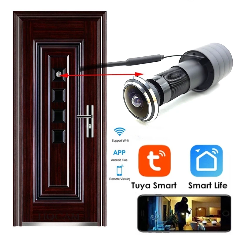 

Tuya App Door Eye Hole Security 1080P 1.66mm 1.78mm Wide Angle FishEye CCTV Network Mini Peephole Camera WifI IP P2P On vif