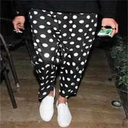 28-42 Men's Summer 9-point Pants Loose Black Black Black Polka Dot Casual Pants Performance Stage Wear Trendy DS Trendy Men's Fe