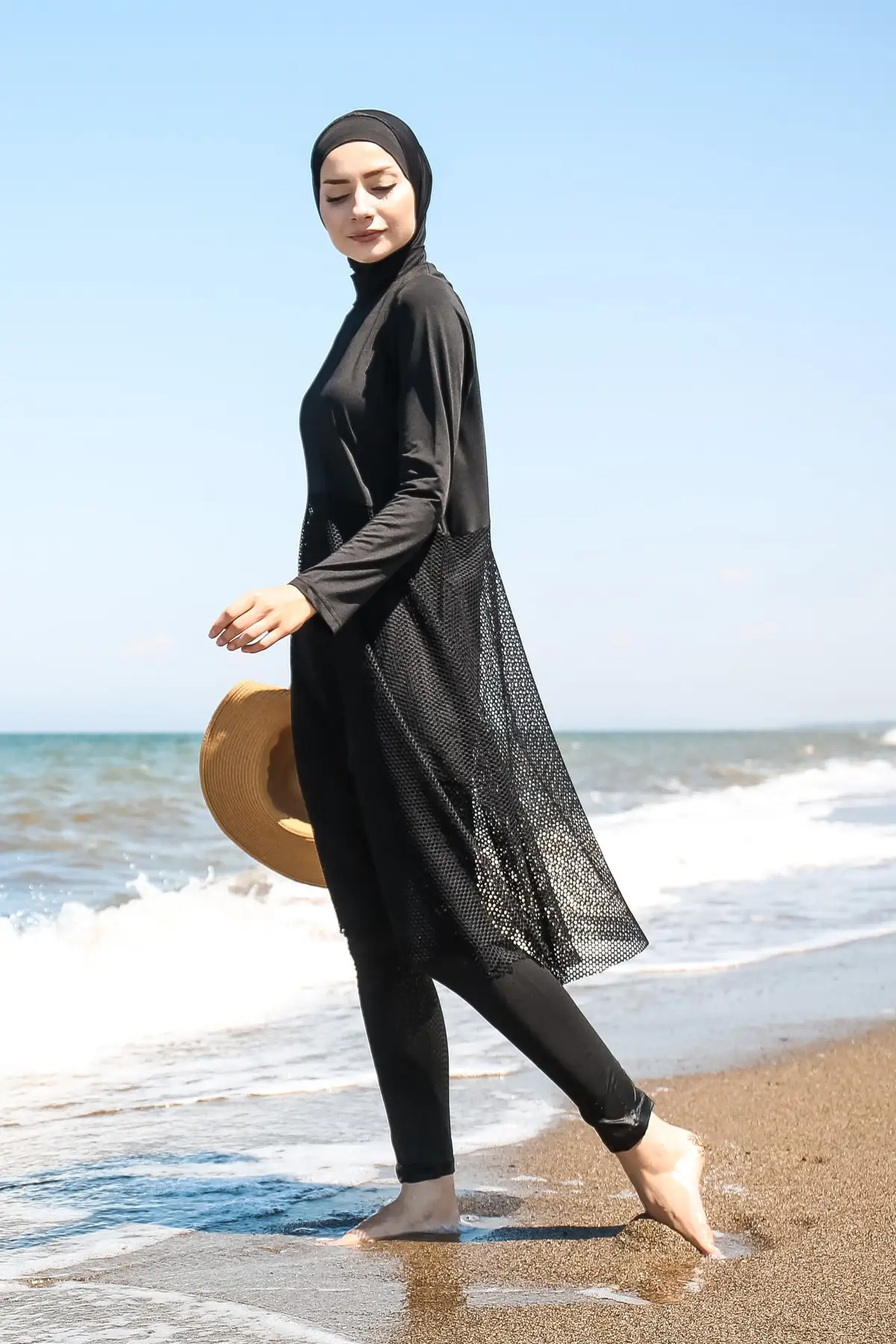 Marina Skirt Ucu Tulle Deta Women Black Full Indoor Swimsuit female plus size Muslim swimwear Burkinis modest Islamic clothing long kollu