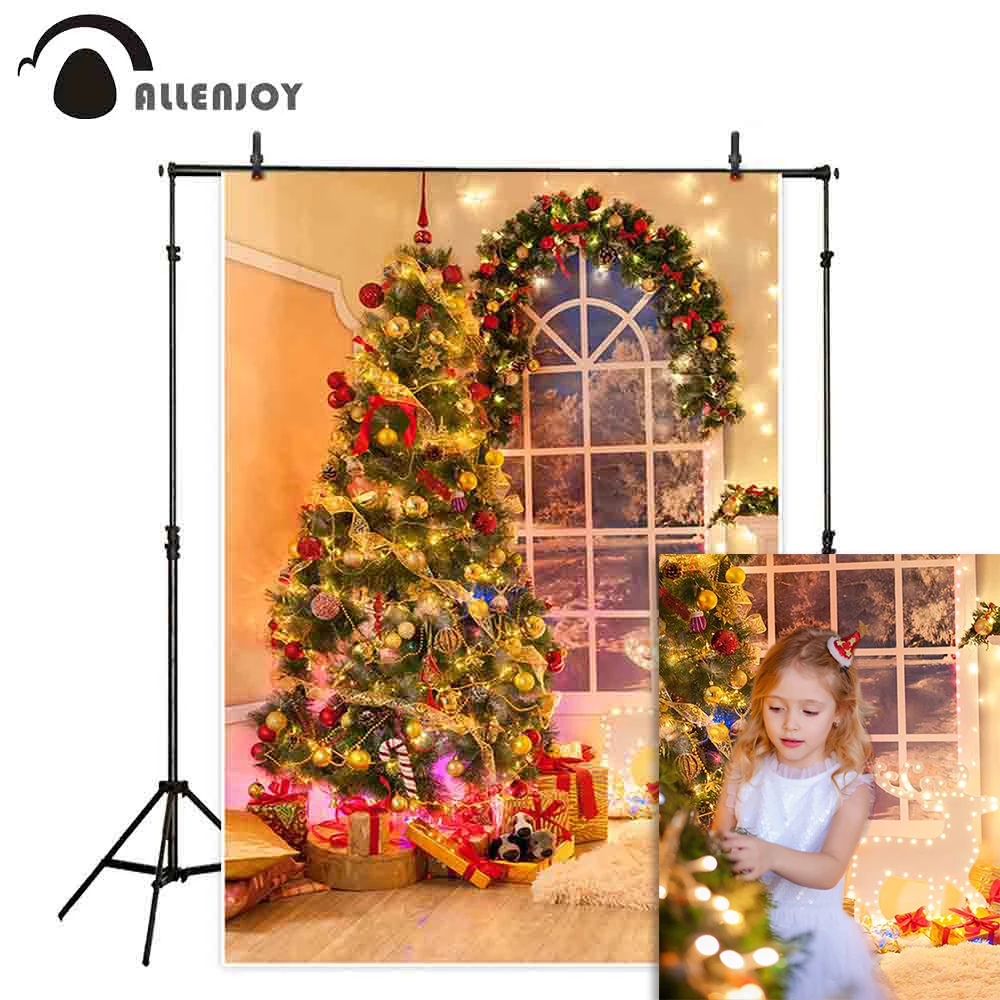 Allenjoy photocall Christmas window backdrop tree glitter blanket decoration gifts photo background wallpaper photography