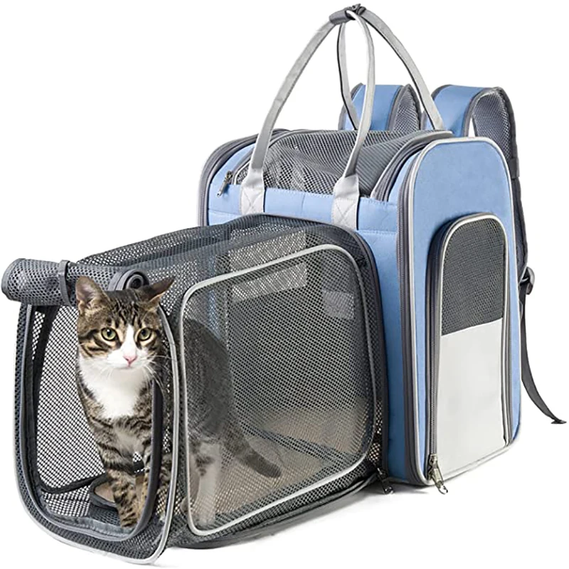 SHUANGMAO Pet Cat Carrier Backpack Expandable Airline Approved Dog Carriers Bag For Cats Breathable Travel Outdoor Pets Supplies