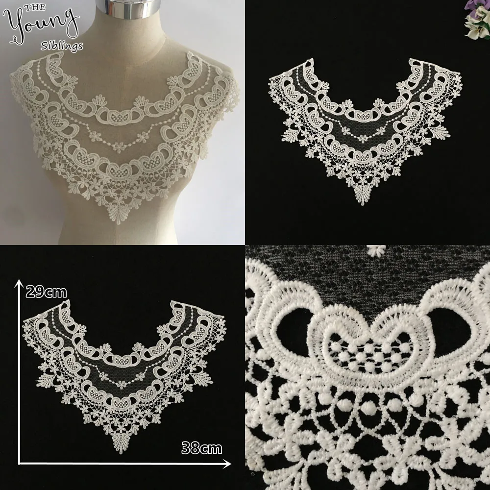 White lace false collar embroidery chest applique fabric decoration DIY wedding dress supplies accessories 1 piece for sale