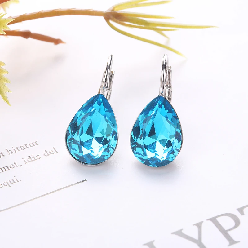 Ms Betti 2021 Simple Crystal Drop Earrings Tear Shape Stone French Hook Rose Blue Violet VM Multi Color For Women Wedding Gifts