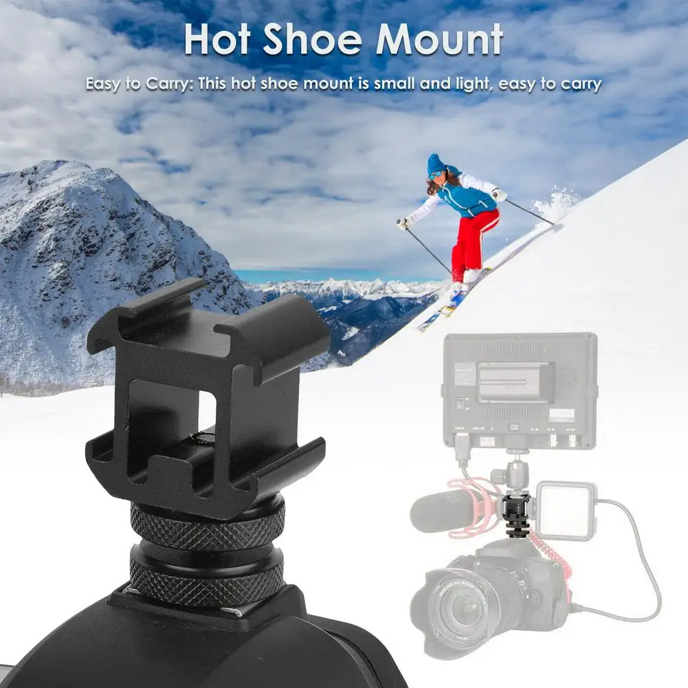 Aluminium Camera Hot Shoe Mount Adapter Video Triple Cold Shoe Bracket Lights LED Monitors Microphones Audio Recorder Camera