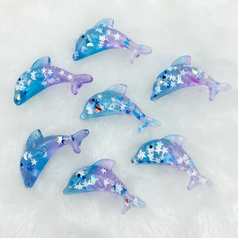 New pattern 12Pcs/lot Cute Resin Dolphin rhinestone Miniature Figurine DIY Kids Hair Bow Accessories Scrapbooking Craft