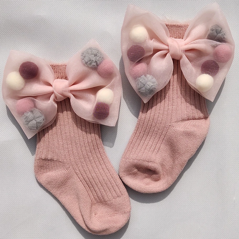 Winter Baby Girls Socks With Big Bows Toddlers Infants Ankle Socks For Kids Girls Princess Sock Plus Velvet Cute Children Socks