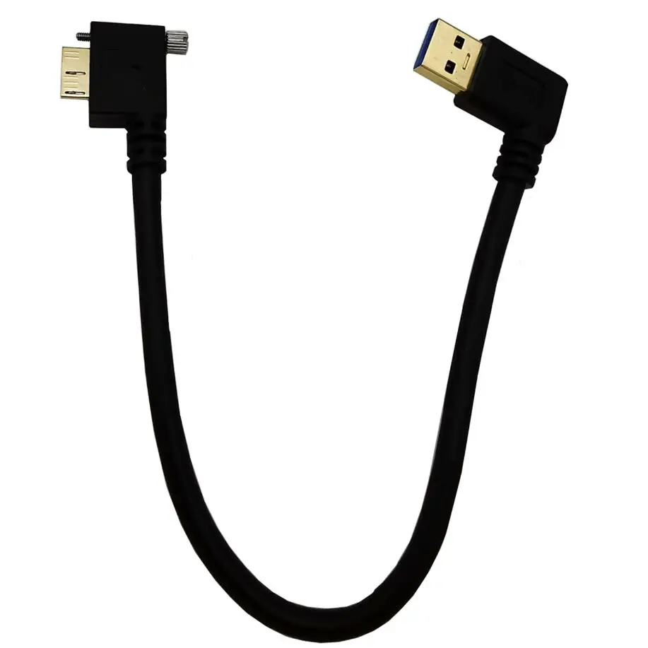 Usb macho banhado a ouro 5gbps, angular esquerdo/direito para micro b cabo angular esquerda/direita com parafuso 25cm