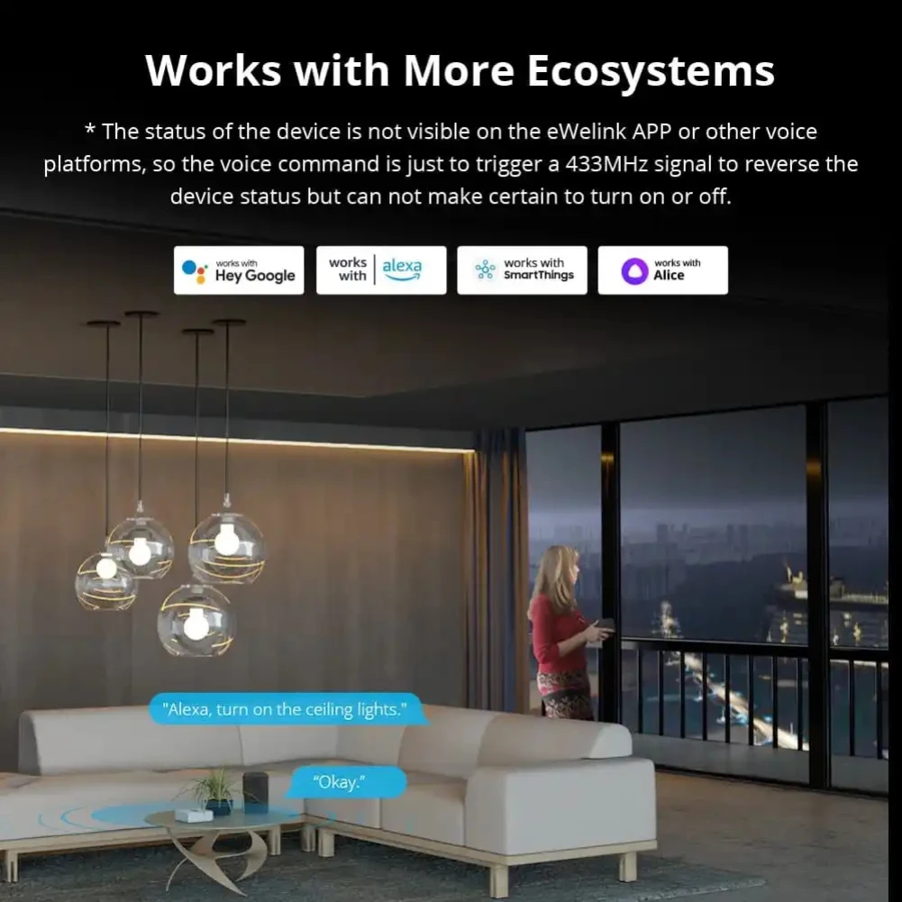 SONOFF RF BridgeR2 Wi-Fi 433 МГц беспроводной пульт дистанционного управления, работает с Alexa Google Home