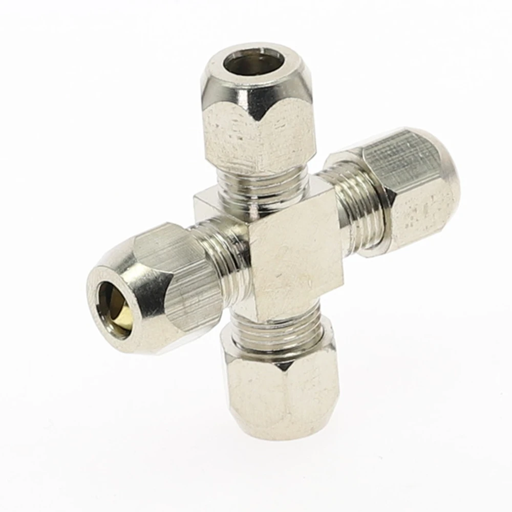 1 stücke 4 6 8 10 12mm Rohr OD 4way Messing öl Kompression Rohr Rohr Armaturen Anschluss