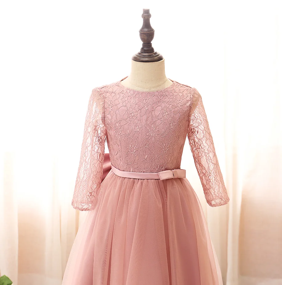 Cô Gái Dự TiệC Đảng Thêu Lưới Bóng Công Chúa Bầu Dress Tiểu Phù Dâu Tiệc Cưới Đầm Trẻ Em Quần Áo