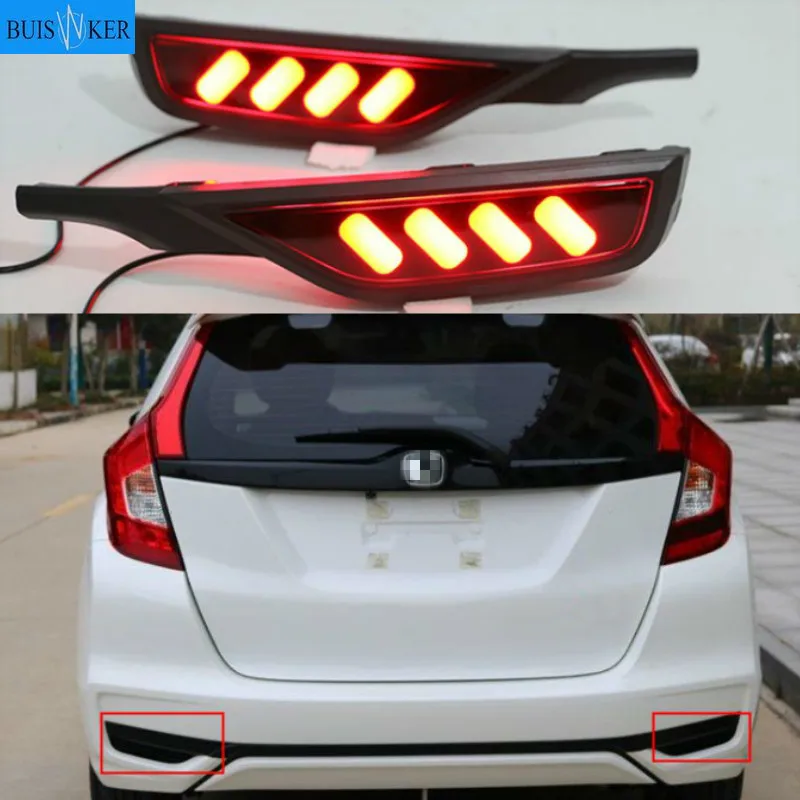 

Red Rear Bumper Reflector Light For Honda JAZZ Fit 2018 2019 Lamp LED Tail Stop Fog Brake Light