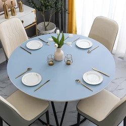 Solid Pu Leather Table Cloths Waterproof Oilproof Placemats Table Covers For Furniture Protectors Coffee Table Cloth Round Mats
