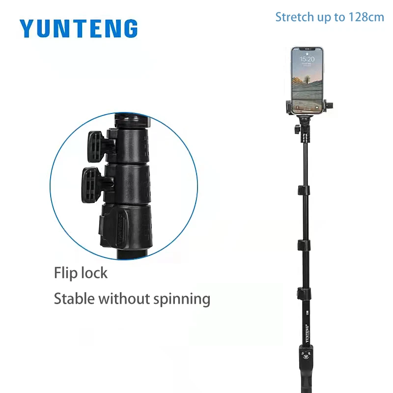 100% Hàng Chính Hãng Thương Hiệu Gậy Chụp Hình Tự Sướng YUNTENG 1288 Gậy Selfie Cầm Tay Monopod + Tặng Giá Đỡ Điện Thoại + Bluetooth Màn Điện Thoại Máy Ảnh GoPro