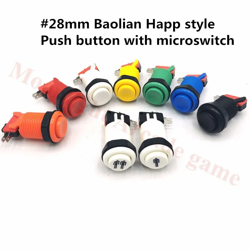 28mm Arcade Game Machine American Style Happ Push Button with Microswitch Start Button PC Game Controller DIY Parts