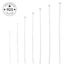 10pcs/lot 15 20 25 30 35 40 50mm Flat Head Pins 925 Sterling Silver T-Shaped Head Pins For DIY Jewelry Making Findings Supplies