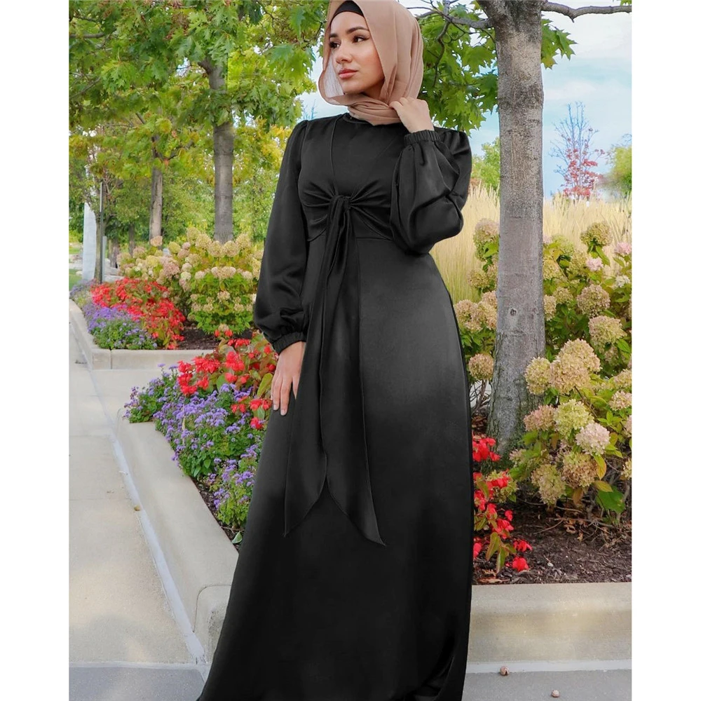 Abaya – Robe longue en Satin pour femmes musulmanes, pour Ramadan Eid, tenue Maxi islamique, Kaftan turc marocain du moyen-orient, nouvelle collection