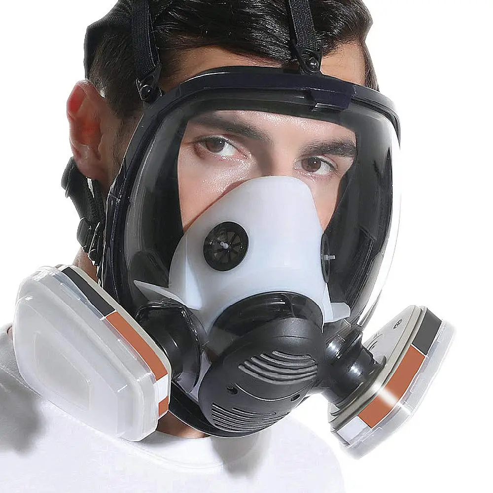 6800 Maschera antigas con filtro a carbone attivo Respiratore integrale in cotone per vernici a spruzzo Occhiali antiappannamento per saldatura