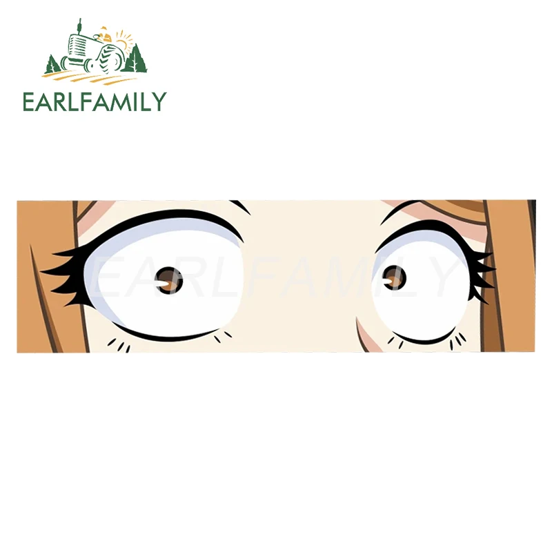 EARLFAMILY 15cm x 4.5cm Anime Saya Peek Eye Slap Vinyl Decal JDM Helmet Window Bumper Car Stickers Cartoon Girl Eyes Graphics