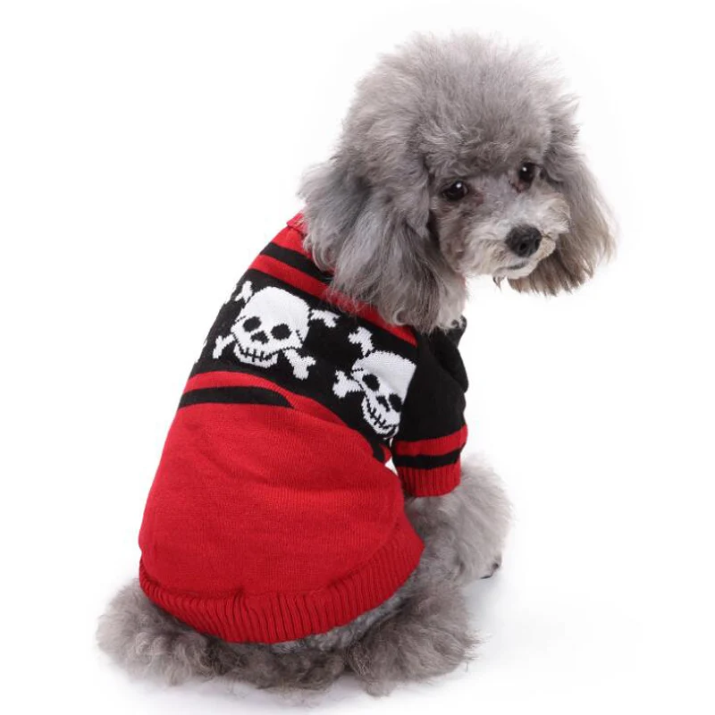 Turtleneck Warm Dog Sweaters Autumn Winter Dog Sweaters For Small Dogs Funny Skull Dogs Knitwear Pet Clothes Pullover for Teddy