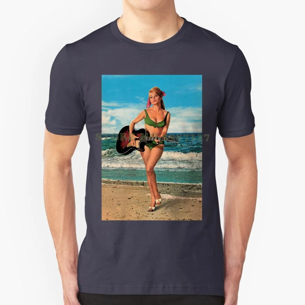 Gidget Guitar Mens Retro Vintage T Shirt Tee Surfer Surfer 50s 60s Pinup Pin Up T Shirts Man Clothing Free Shipping