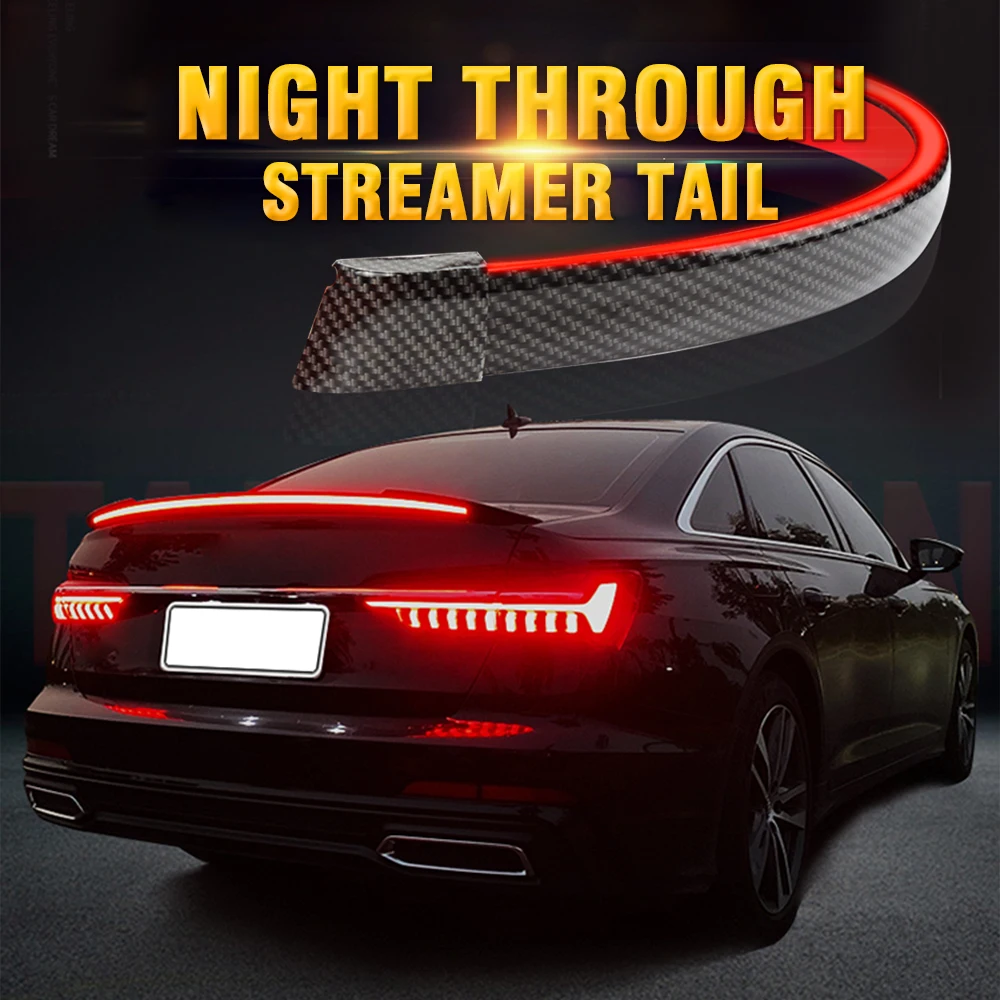 

OKEEN 130 см светодиодный задний спойлер для автомобилей, багажник, набор для губ, крыло для гоночной крыши, авто сигнал поворота, тормозные задн...