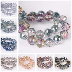 Plated 6mm 8mm Rondelle Faceted Crystal Glass Loose Spacer Beads For Jewelry Making