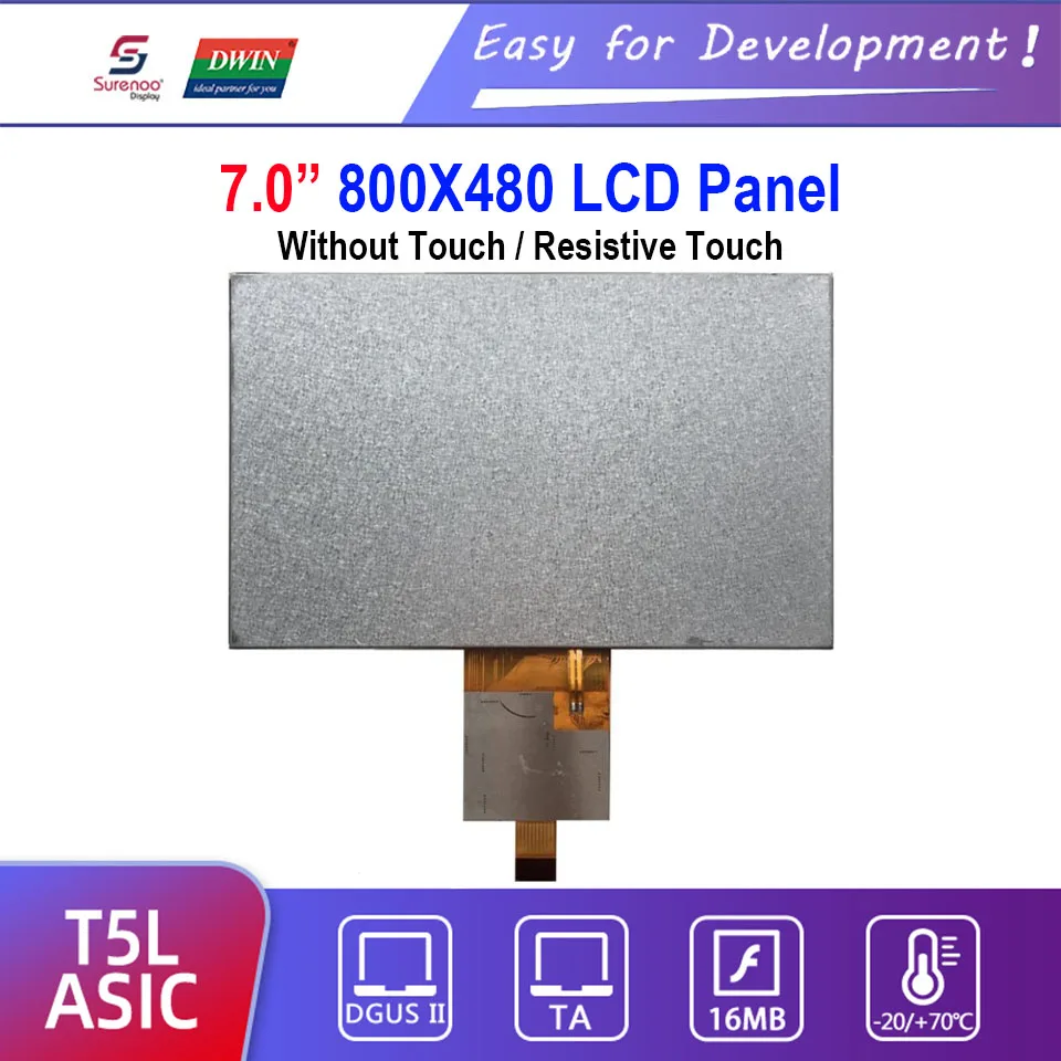 Dwin T5L HMI Intelligent Display, DMG80480C070_06W 7.0" 800X480 LCD Module Screen with Resistive Touch Panel