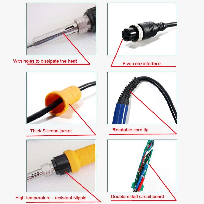 Yihua High-power Soldering Iron Handle 907F Electric Iron Soldering Welding Station Soldering Iron Replacement with Tip