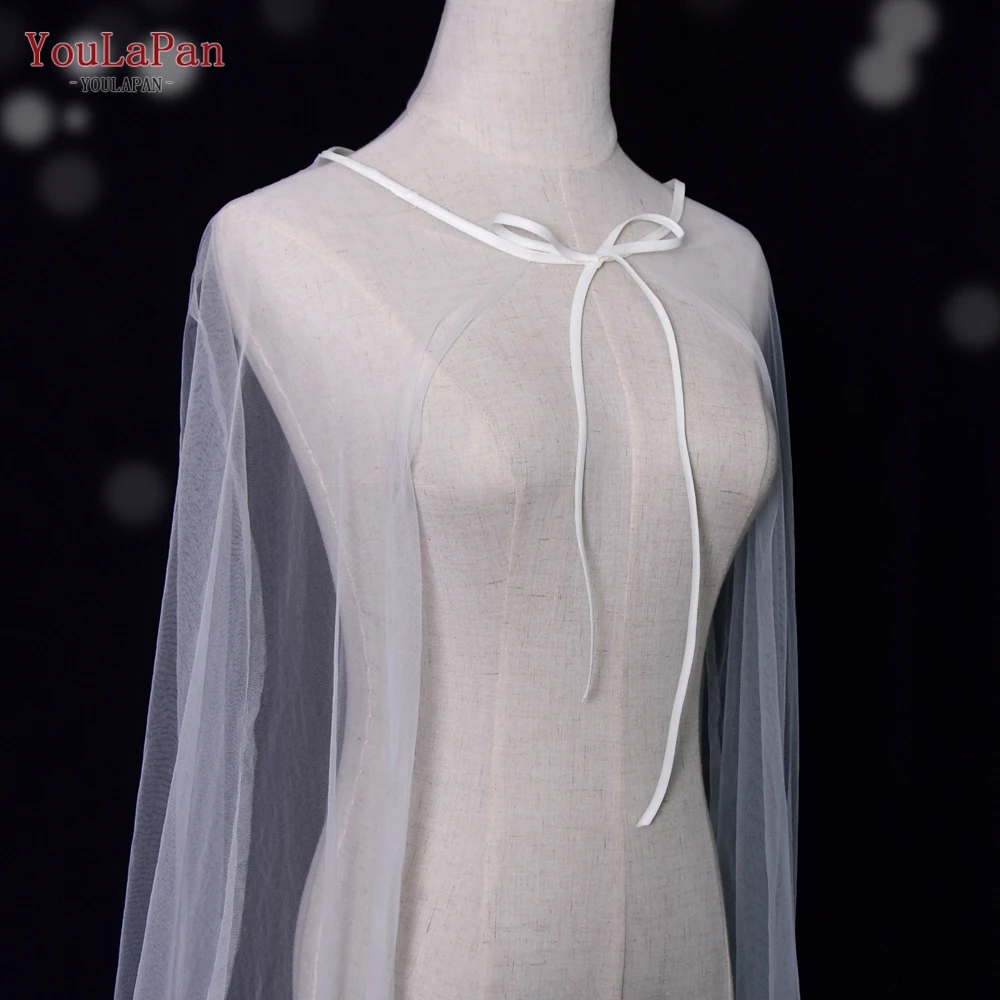 YouLaPan G16 Cathedral Long Bridal Shawl Wedding Cape Shoulder Cover FemaleWraps Bolero Ivory Woman Party Shawl Customizable