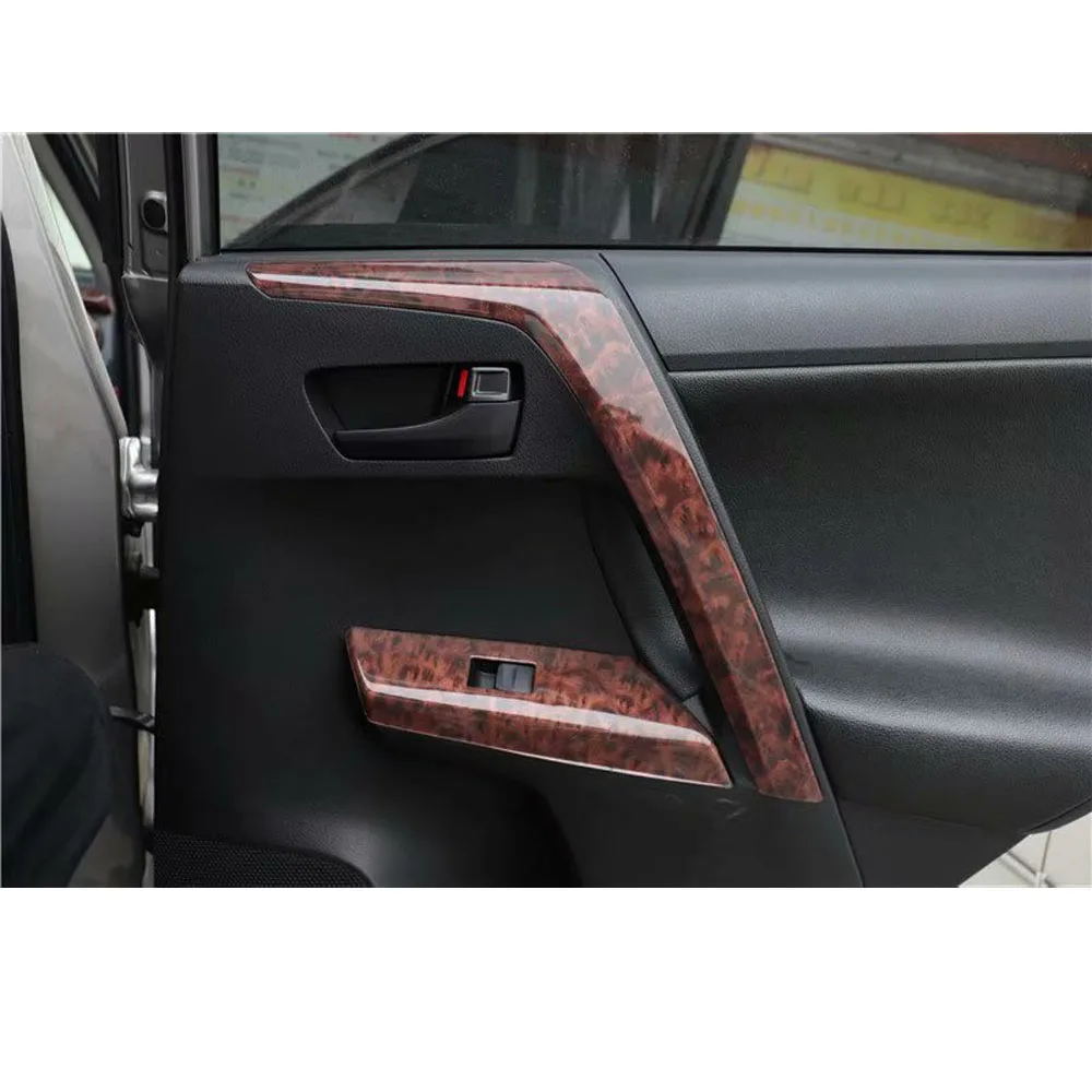 4Pcs Car Interior Door Armrest Decoration Strips Trim Styling For Toyota RAV4 2013-2019 Auto Moldings Accessory