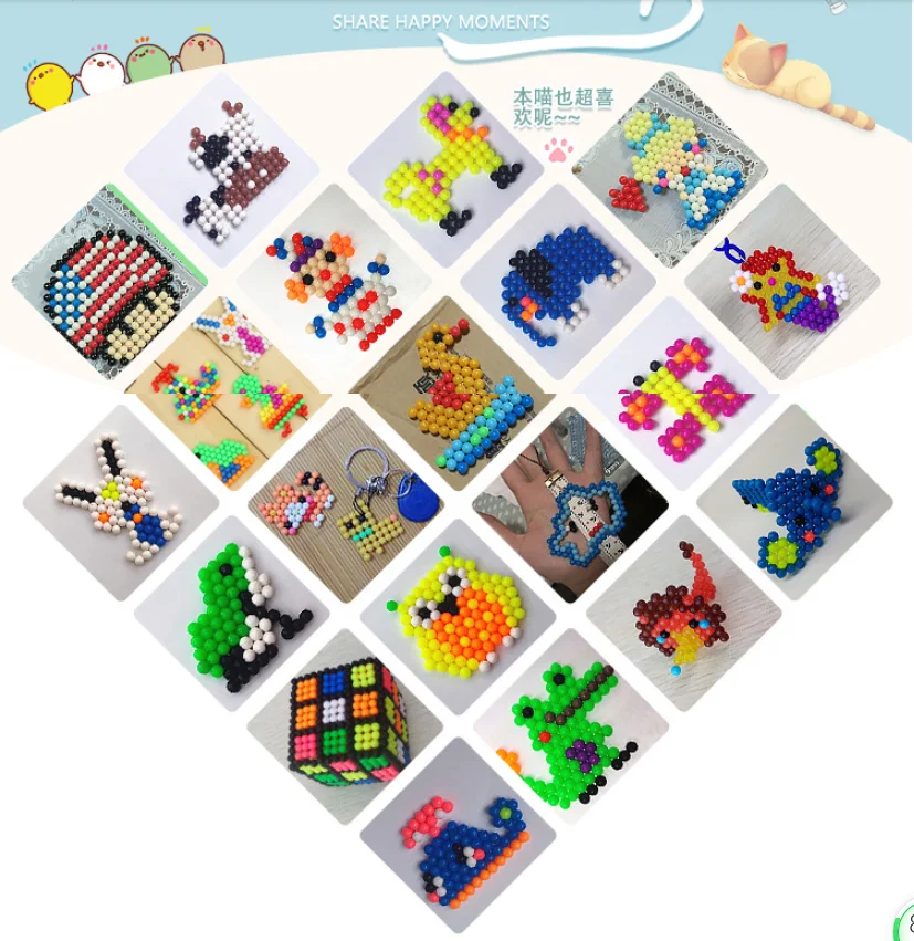 10/15/20/30 Kleuren Bijvullen Hama Kralen Puzzel Water Kralen Spray Kralen Set Bal Games 3d Handgemaakt Magisch Speelgoed Voor Meisjes Kinderen