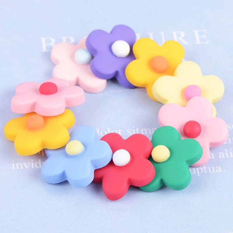 10Pcs Resin Flatback Planar Color Flowers DIY Craft Supplies Phone Shell Patch Art Ornaments Kids Hair Accessories Decor