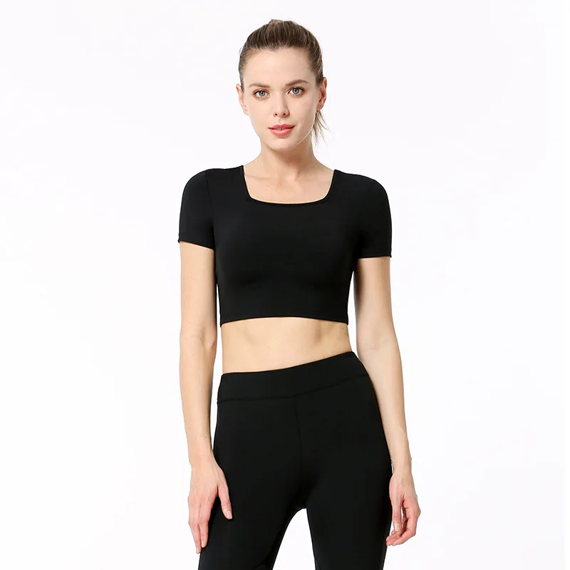 New Women Breathable Tight Seamless Yoga Shirts Short Sleeve Cropped Tops Gym Fitness Women Running Workout Tops Sport T-Shirt