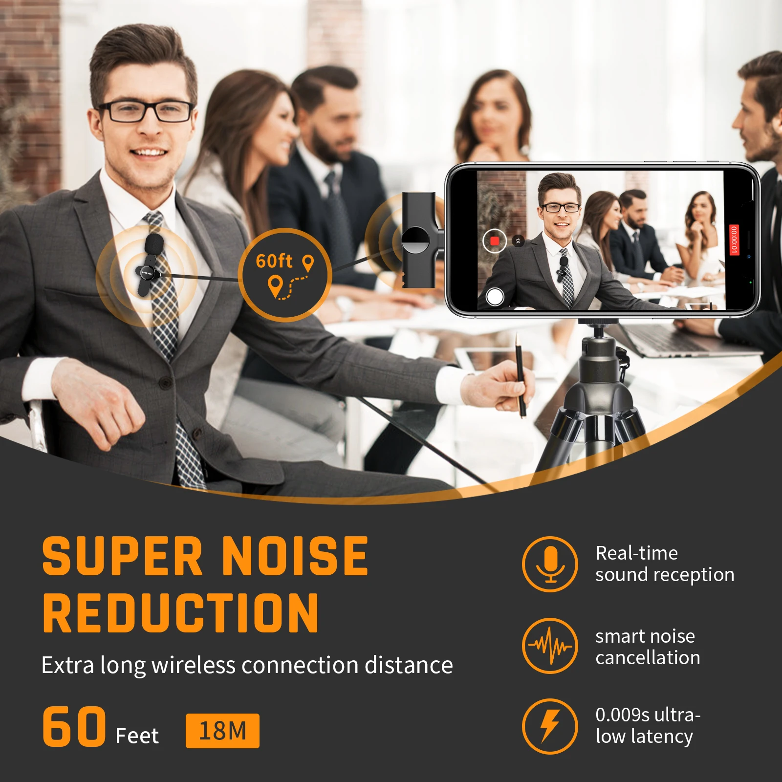 Lewinner wm4 sem fio microfone lavalier gravação de vídeo de áudio portátil mini para iphone/ipad transmissão ao vivo youtubers facebook