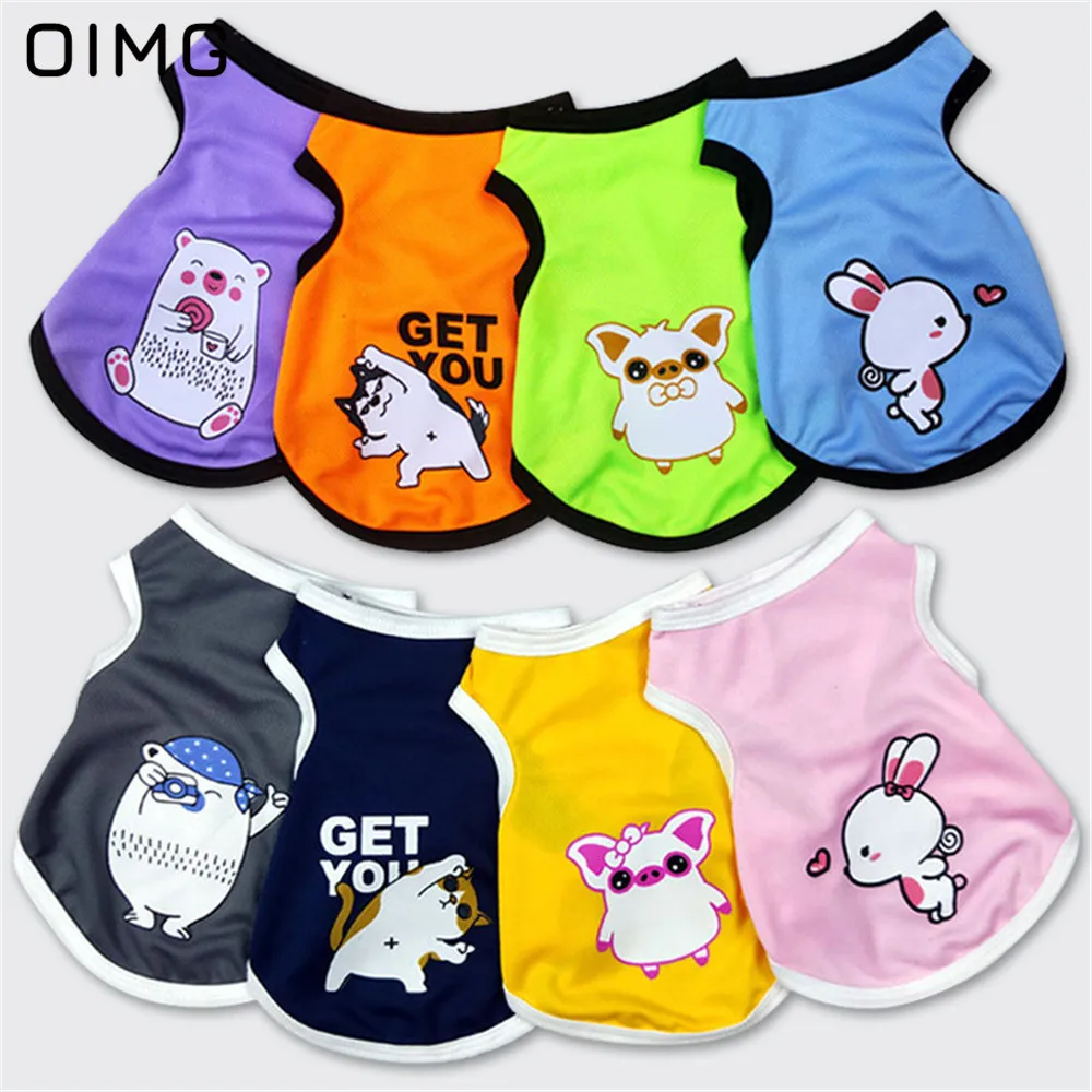 

OIMG Summer Cartoon Cat Dog Clothes Rabbit Bear Print Mesh Dog t Shirts For Small Dogs Puppy Sleeveless Chihuahua Spitz Clothes